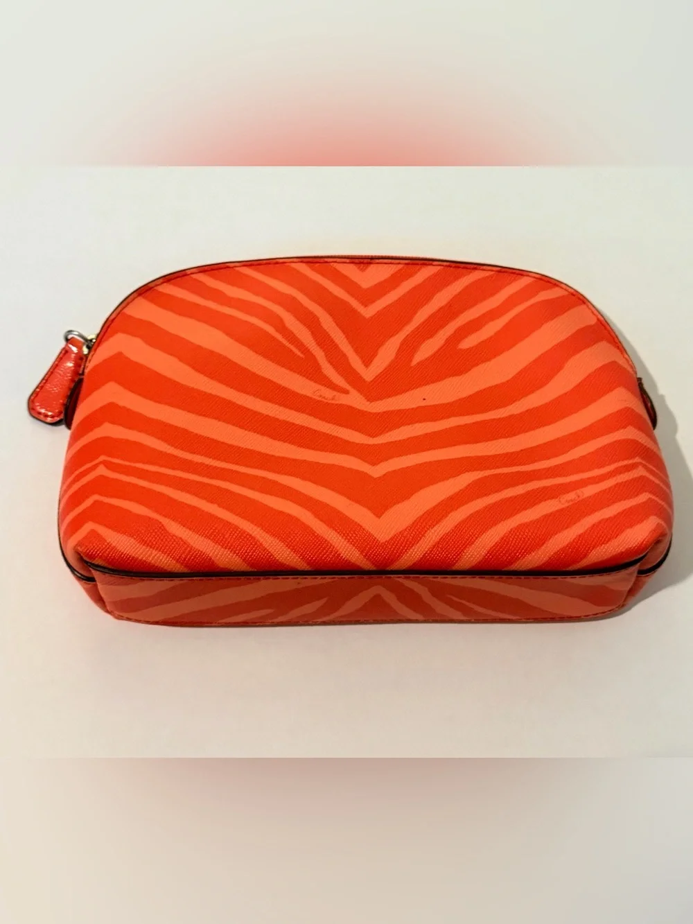 New Coach Orange Zebra Print Cosmetic Case - Picture 2 of 3